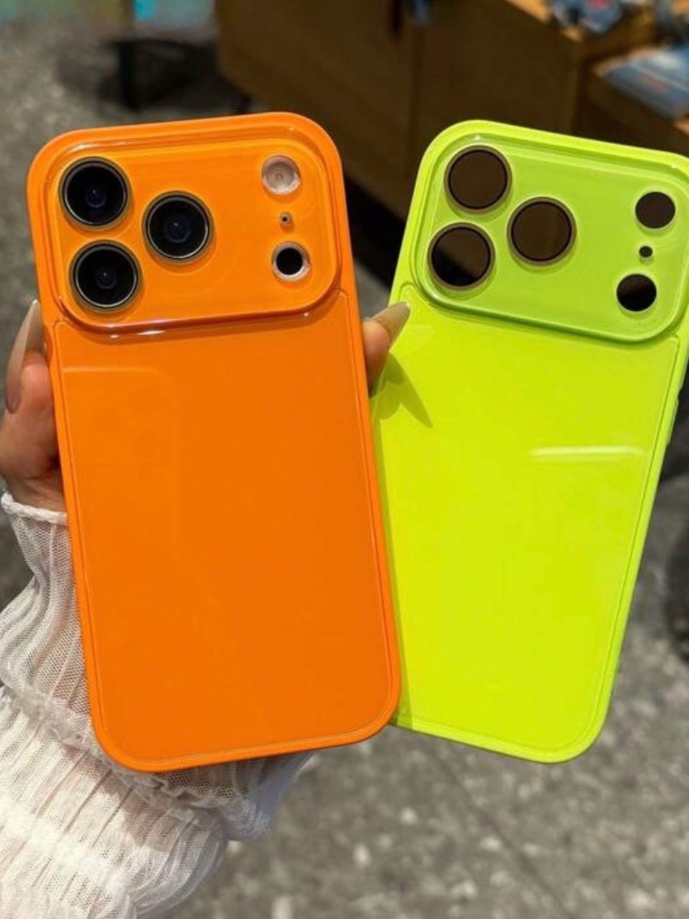 Luxe Glossy Neon Orange & Lime Green Cell Phone Case iPhone 17 Pro Set of 2